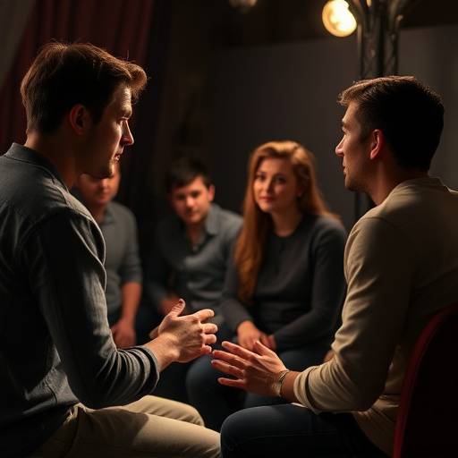 Acteurs travaillant sur une sc√®ne dans un cours d'interpr√©tation.